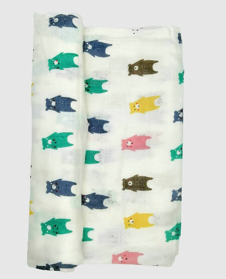 Kindermum Organic Cotton Muslin Swaddle Blanket 110 Cm X 110 Cm - Set Of 3
