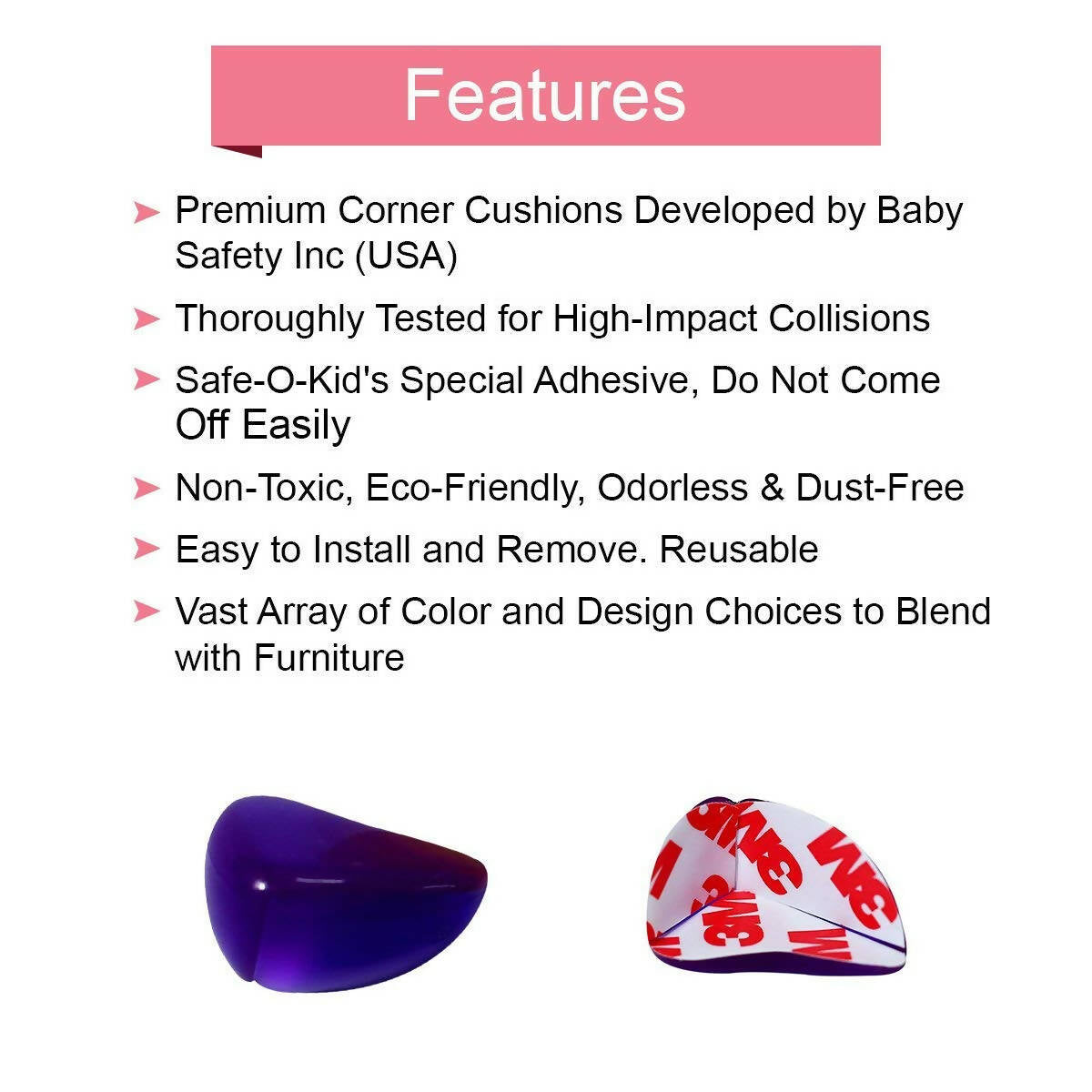Safe-O-Kid Tear Drop Colorful Corner Caps, Purple For Kids Protection