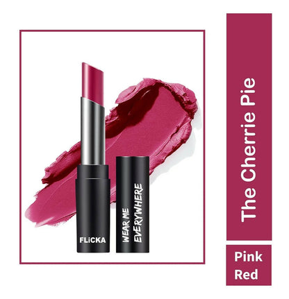 FLiCKA Wear Me Everywhere Creamy Matte Lipstick The Cherry Pie - Pink