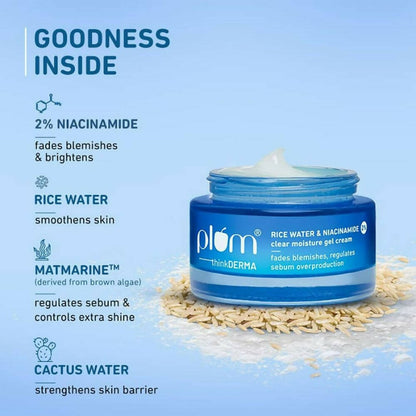 Plum Thinkderma 2% Niacinamide & Rice Water Clear Moisture Gel Cream