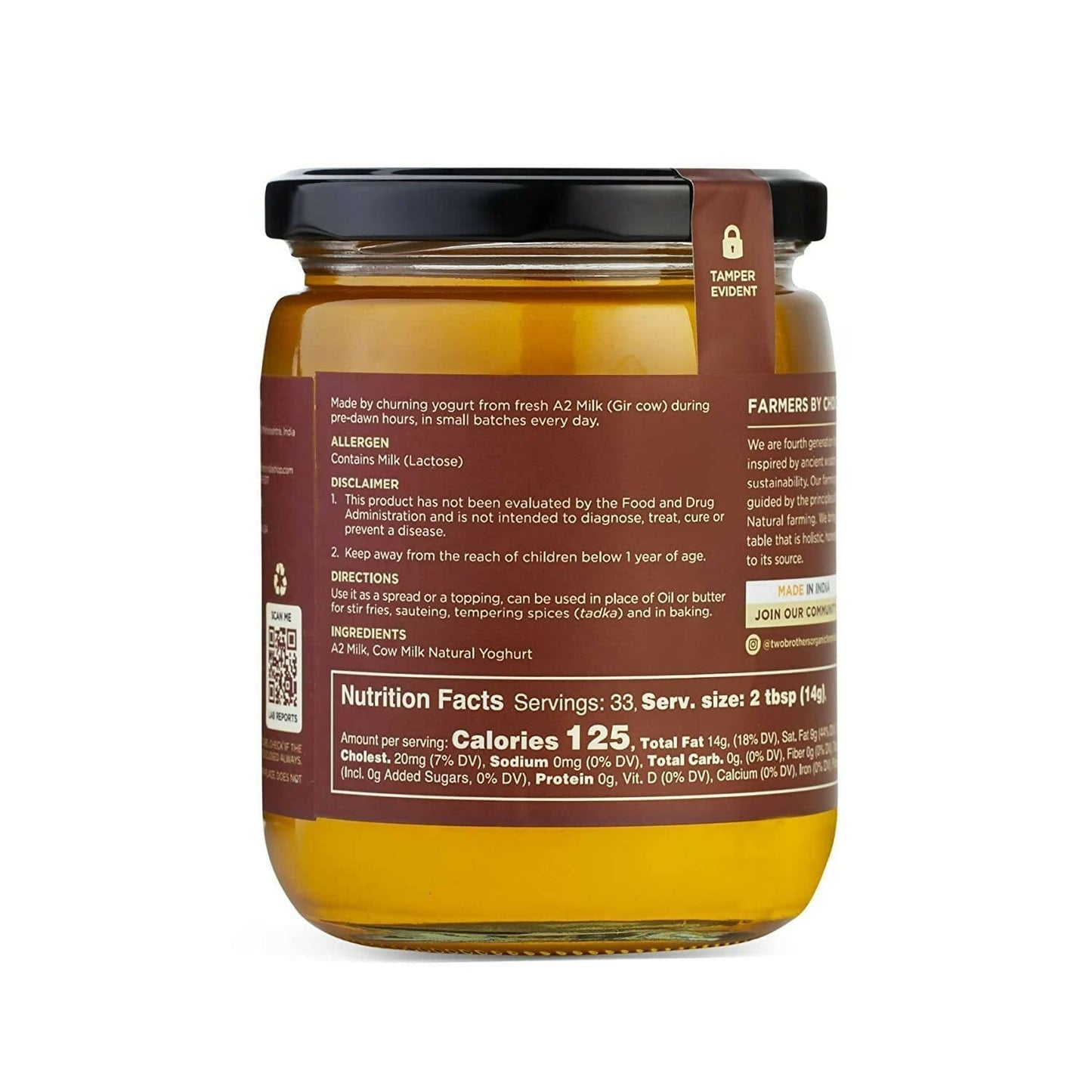 Two Brothers Organic Farms - A2 Ghee Cultured Cow Desi Ghee