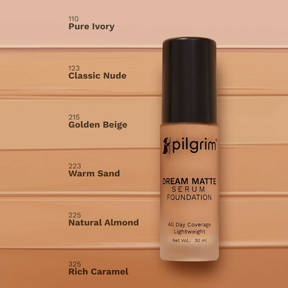 Pilgrim Dream Matte Serum Foundation With Matte & Poreless All Day Coverage Lightweight - Golden Beige