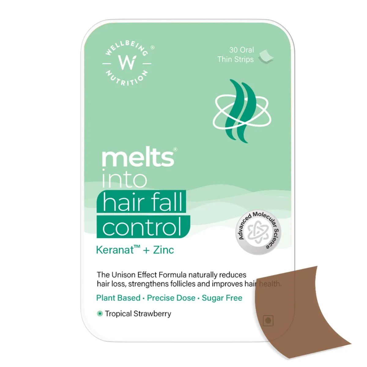 Wellbeing Nutrition Melts Hair Fall Control Oral Strips-Tropical Strawberry Flavor
