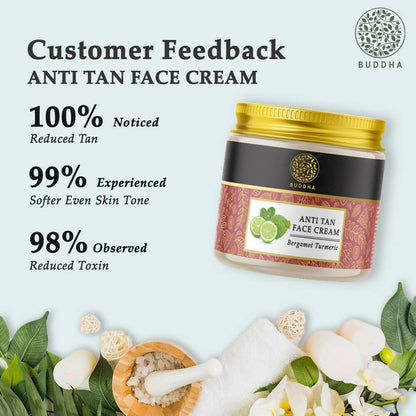 Buddha Natural Anti Tan Face Cream - For Skin Glow, Removing Tan & Dark Spots