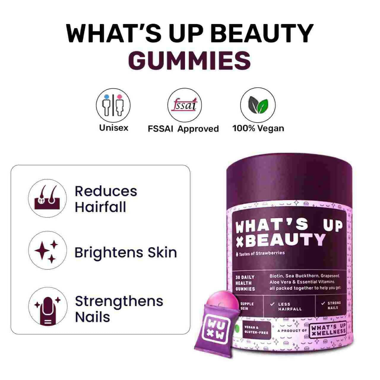 What????s Up Wellness Beauty Skin & Hair Gummies
