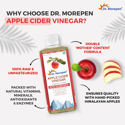 Dr. Morepen Apple Cider Vinegar With 2x Mother for Weight Management, Immunity, Skin & Hair