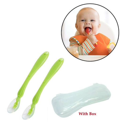 Safe-O-Kid Soft Silicone Tip Spoons 2 Sets Box (4 Spoons), Blue & Green -  USA, Australia, Canada 