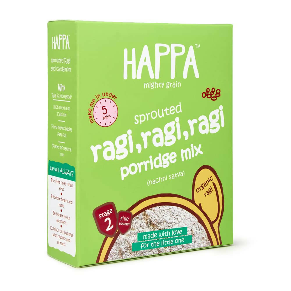 Happa Organic Baby Food Sprouted Ragi Porridge Mix-Stage 2 -  USA, Australia, Canada 