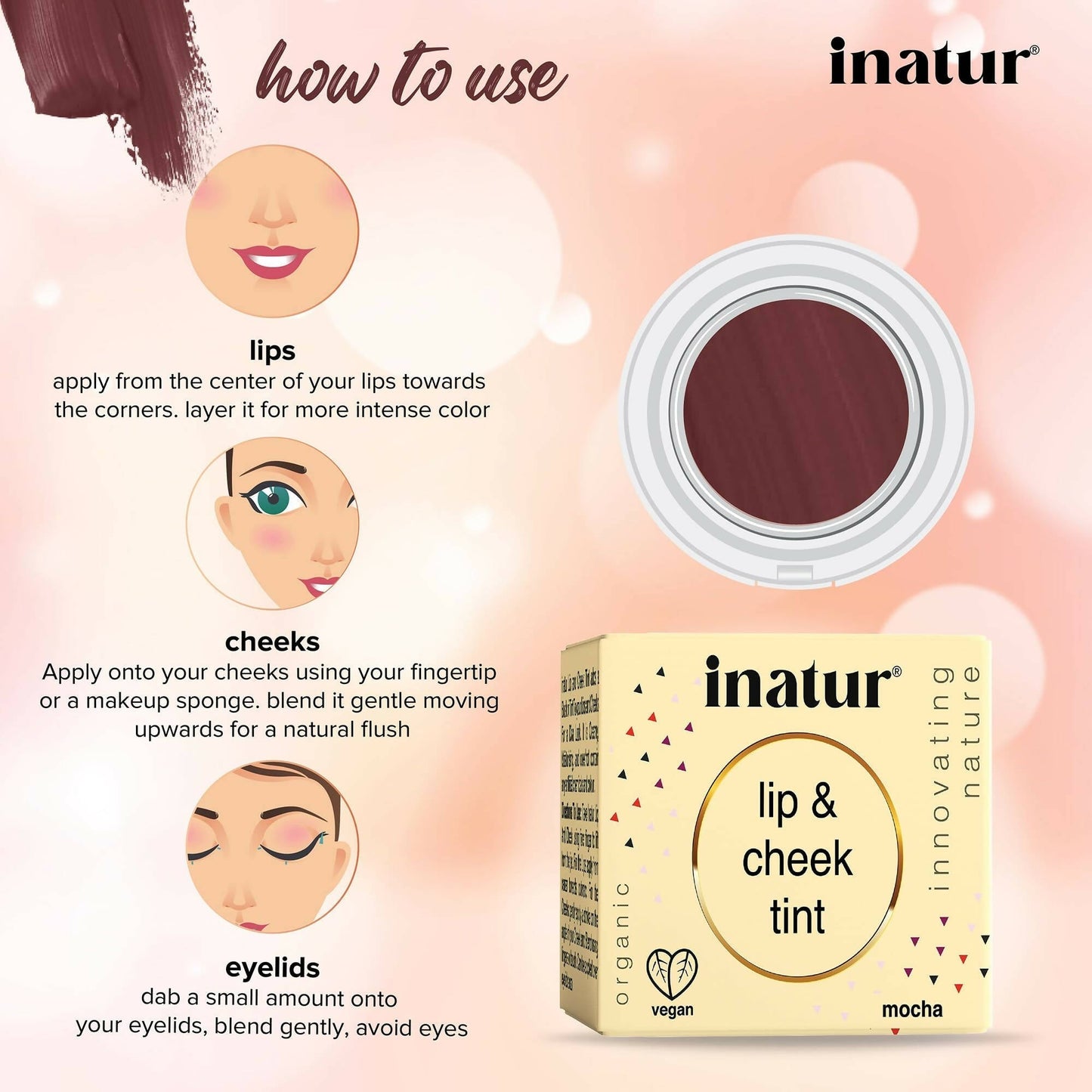 Inatur Lip and Cheek Tint Mocha