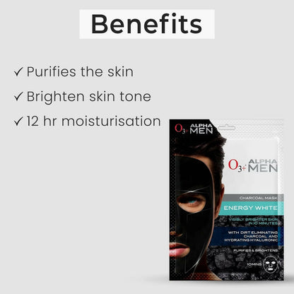 Professional O3+ Alpha Men Energy White Charcoal Face Sheet Mask