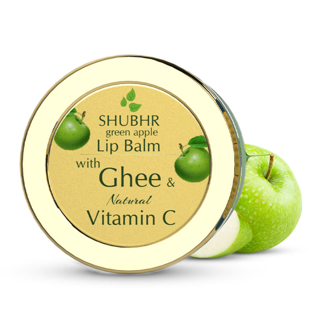 Blue Nectar Shubhr Green Apple Lip Balm with Ghee & Natural Vitamin C