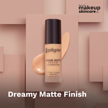 Pilgrim Dream Matte Serum Foundation With Matte & Poreless All Day Coverage Lightweight - Warm Sand