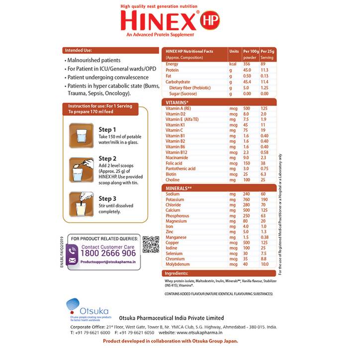 Hinex HP High Protein Powder - Vanilla Flavor