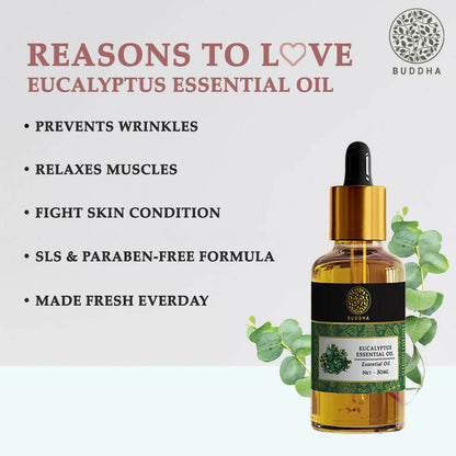Buddha Natural Eucalyptus Pure Essential Oil-For Aromatherapy,Relaxation,Skin Therapy,Hair Care