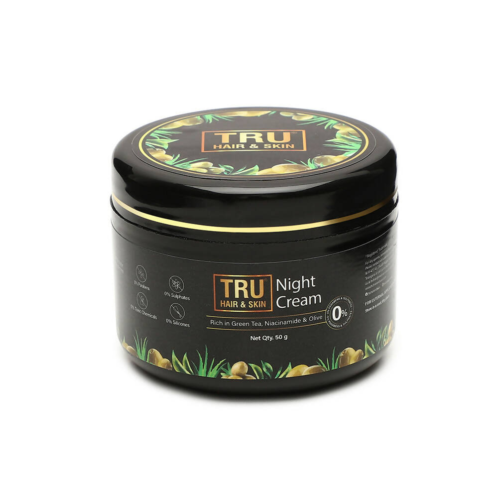 Tru Hair & Skin Night Cream With Green Tea, Niacinamide & Olive - BUDEN