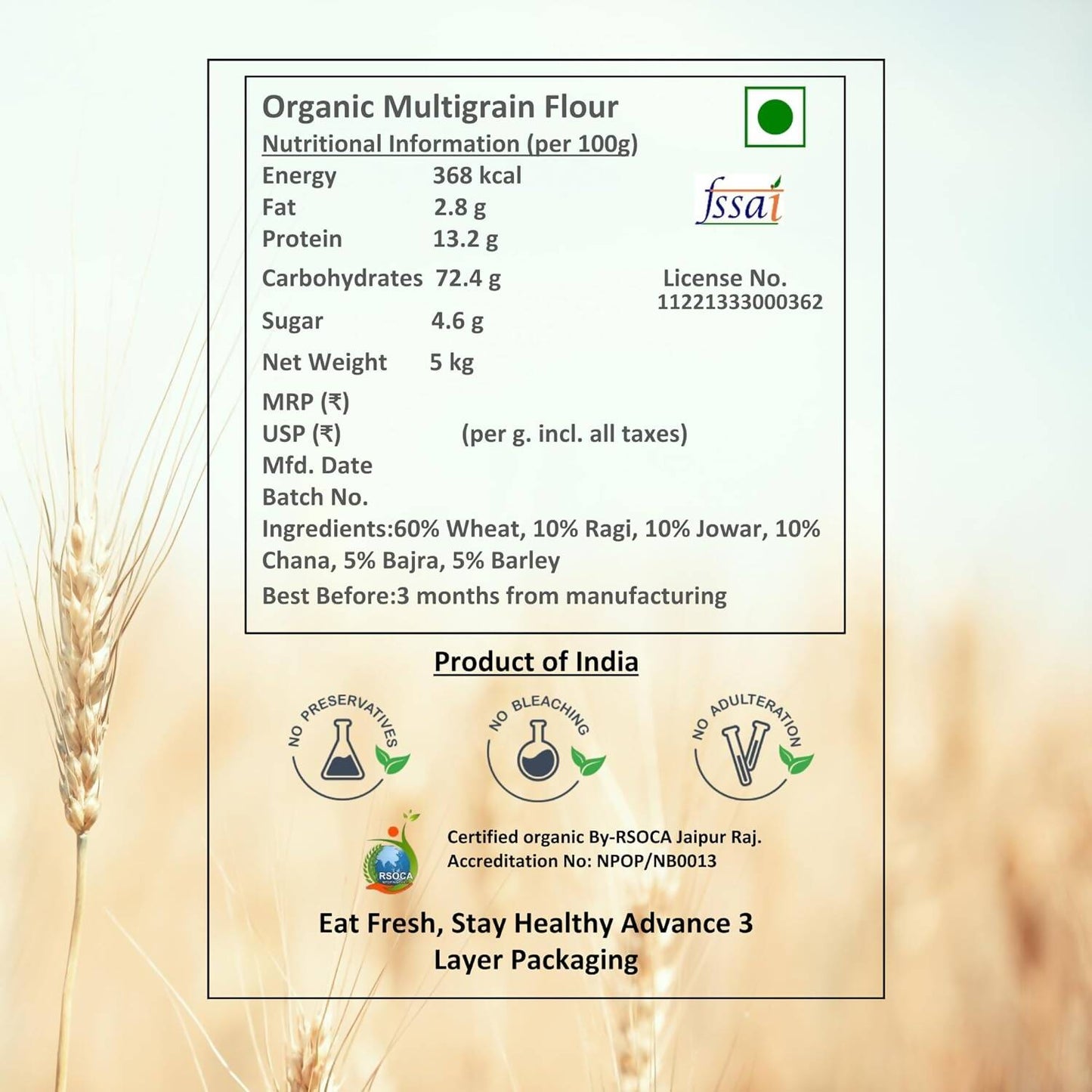 Earthen Story Certified Organic Multigrain Flour