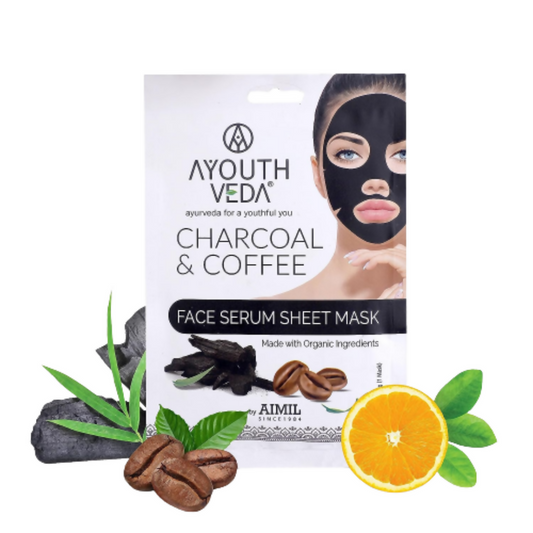Ayouthveda Charcoal Coffee Face Serum Sheet Mask - BUDNEN
