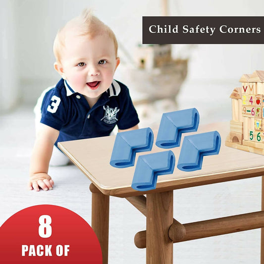 Safe-O-Kid Set of 8 Corner L Shaped Corner Guards for Kids safety- Blue-Small