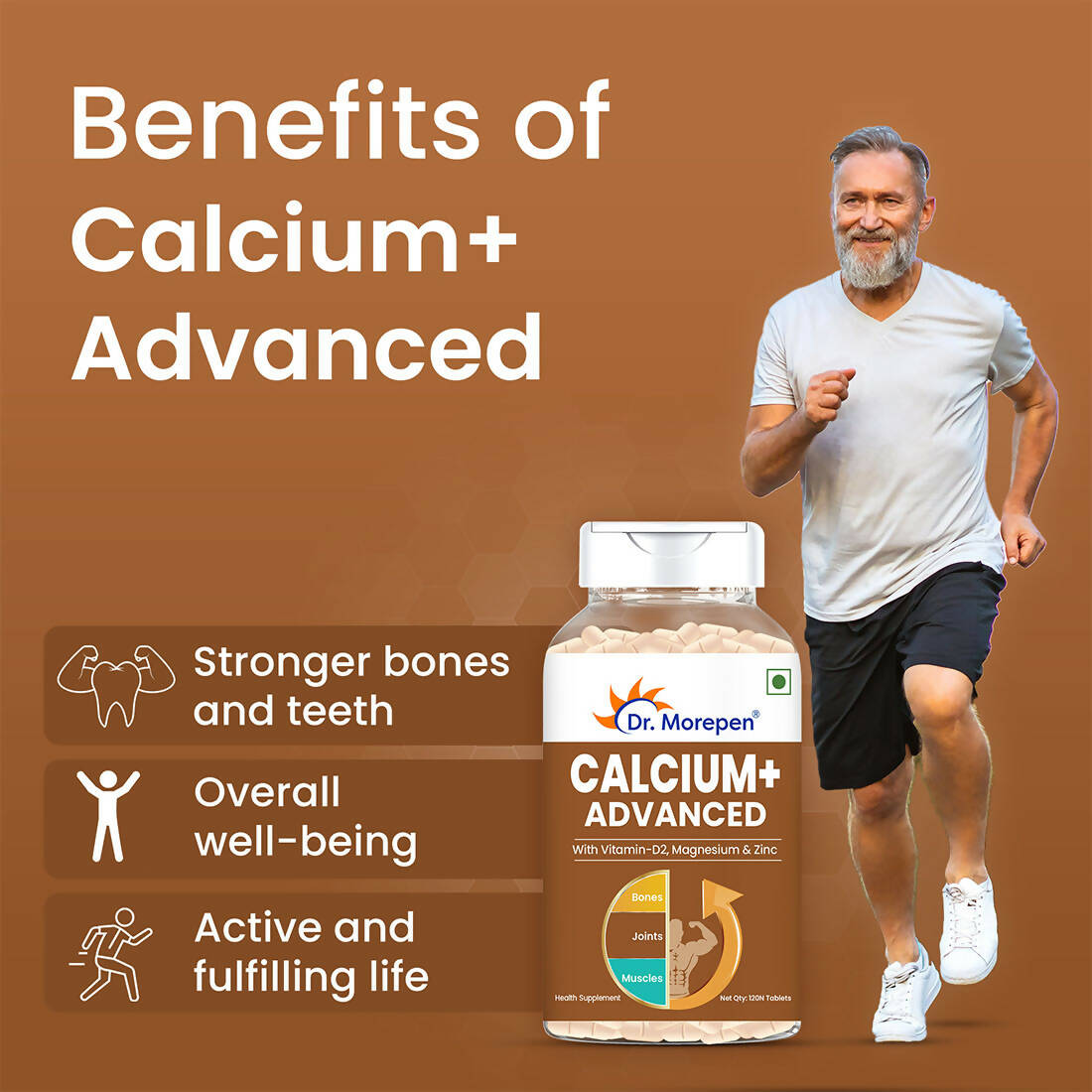 Dr. Morepen Calcium+ Advanced Tablets with Vitamin - D2, Magnesium & Zinc