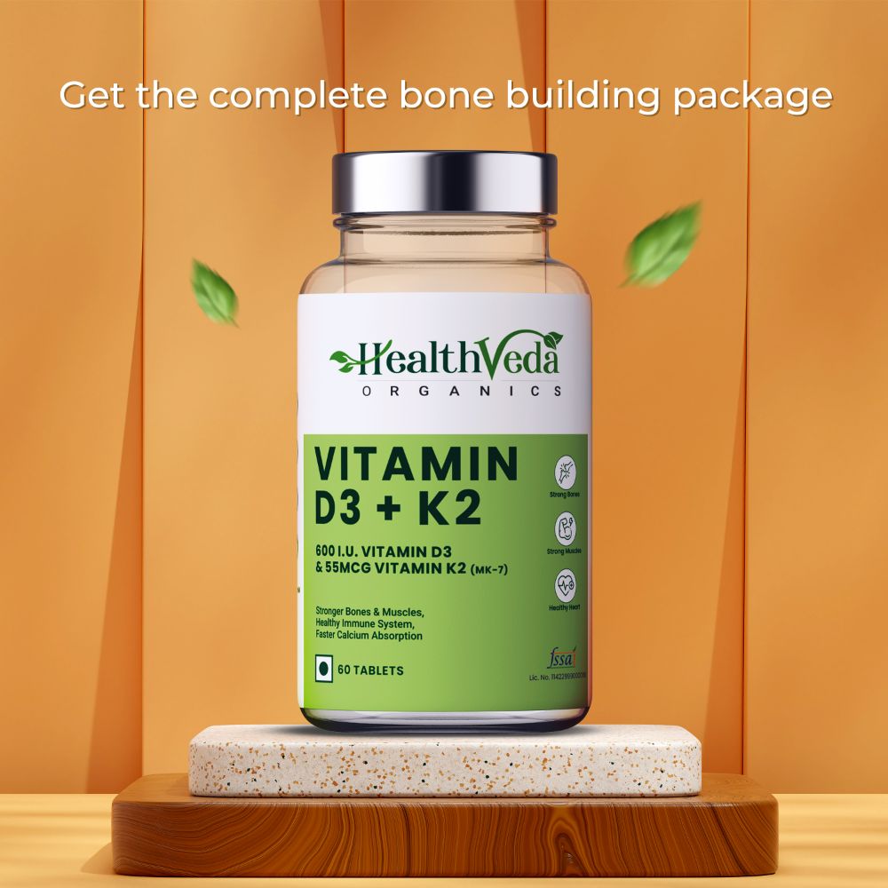 Health Veda Organics Vitamin D3 + K2 Healthy Bones Tablets