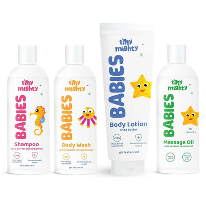 Tiny Mighty Baby Body Wash, Lotion, Shampoo And Massage Oil Combo -  USA, Australia, Canada 