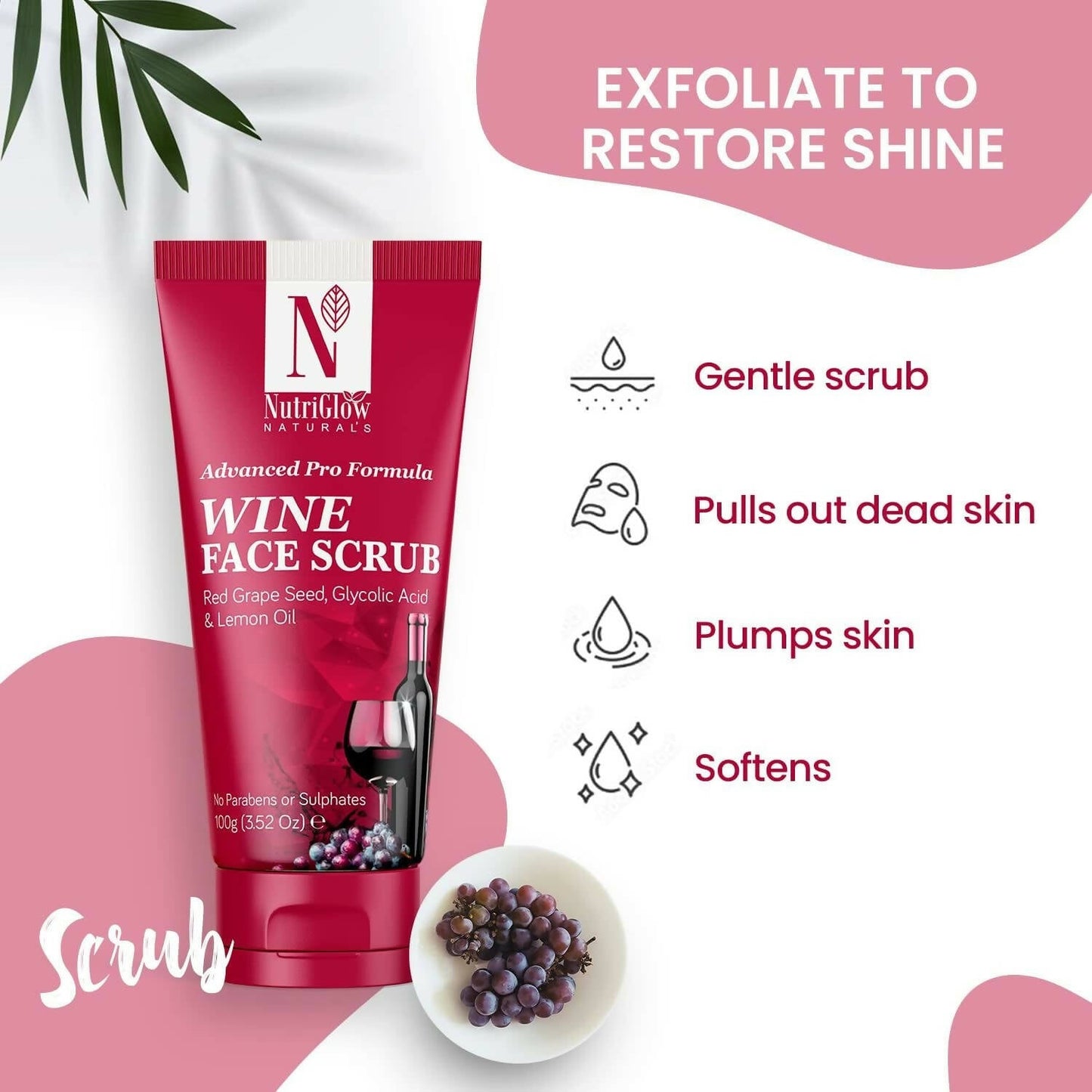 NutriGlow NATURAL'S Advanced Pro Formula Wine Face Scrub