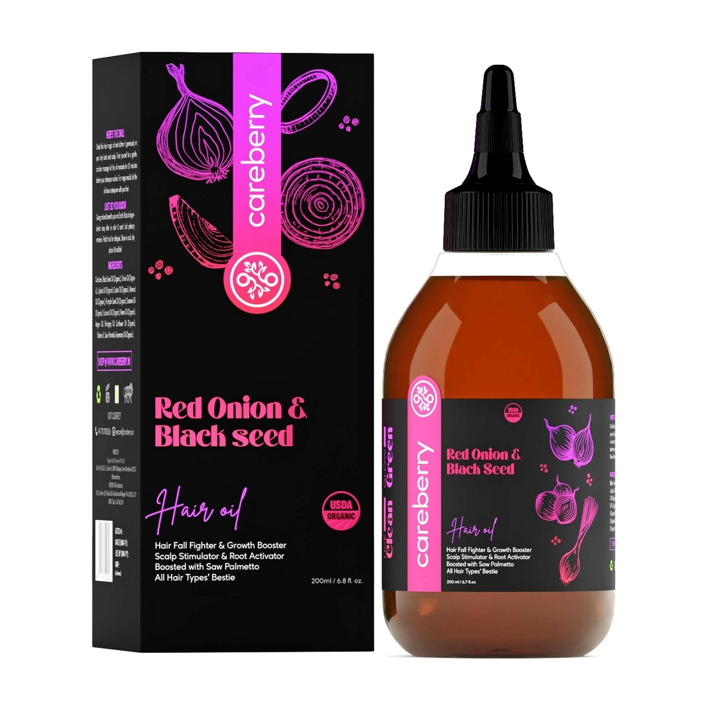 Careberry 100% Organic Red Onion & Black Seed Extract Oil