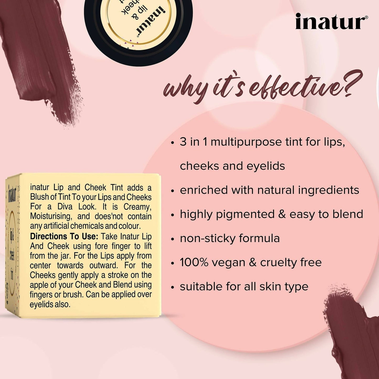 Inatur Lip and Cheek Tint Mocha