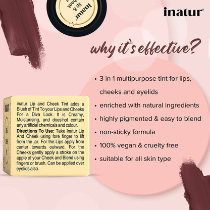 Inatur Lip and Cheek Tint Mocha