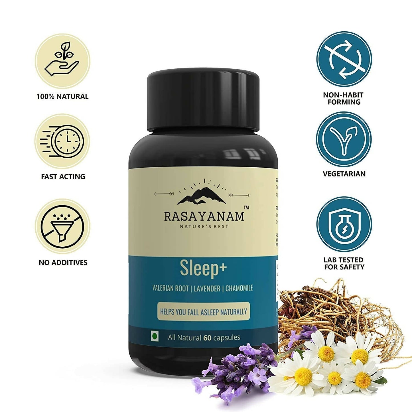 Rasayanam Sleep+ Capsules with Valerian Root, Lavender, Chamomile
