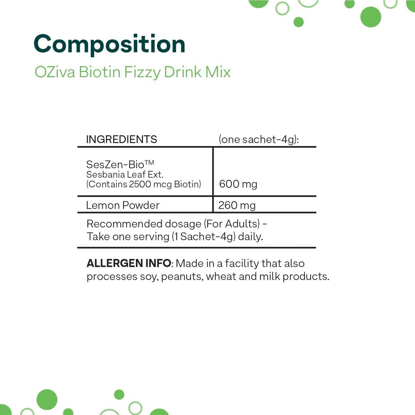 OZiva Plant Based Biotin Fizzy Drink Mix
