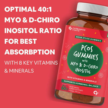 Carbamide Forte PCOS Gummies for Women with Myo & D Chiro Inositol - Orange Flavor