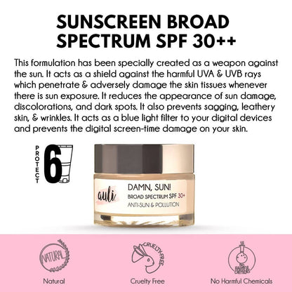 Auli Damn, Sun Broad Spectrum SPF30+ Anti-Sun & Pollution Sunscreen
