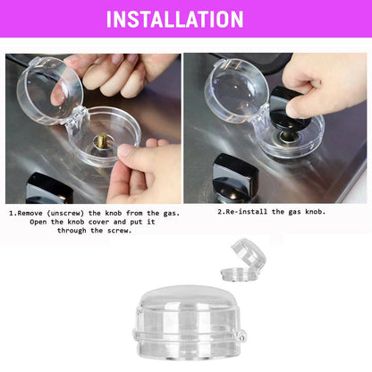 Safe-O-Kid Gas Stove Knobs Transparent Guards for Indoor Baby Safety Set of 4 Pcs