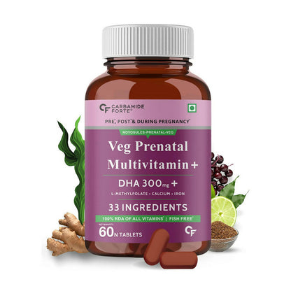 Carbamide Forte Veg Prenatal Multivitamin Tablets with DHA for Women - usa canada australia
