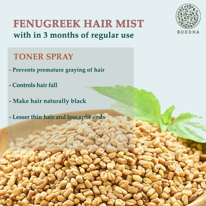 Buddha Natural Fenugreek Hair Vitalizer Spray Mist- Hair Thinning & Greying Hair Mist