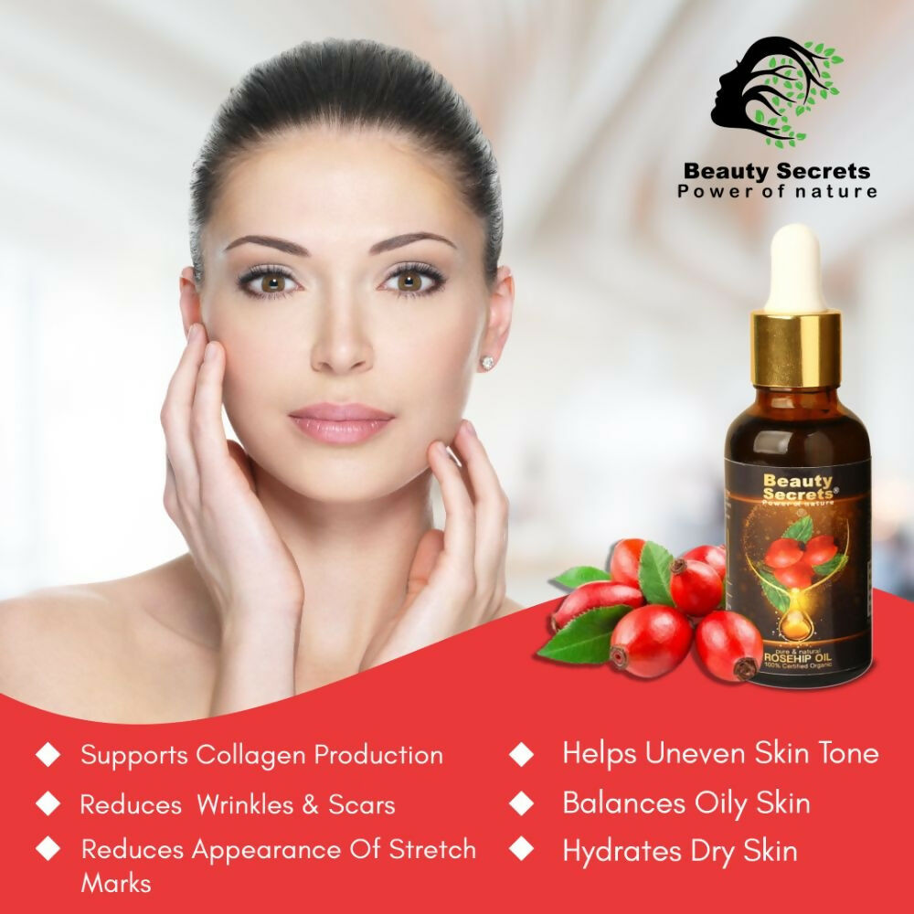 Beauty Secrets Certified Organic Rosehip Oil for Face and Body