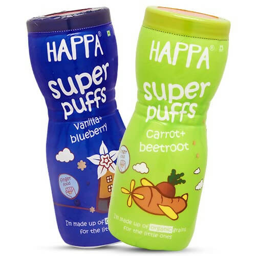 Happa Organic Multigrain Vanilla Blueberry & Carrot Beetroot Melts Super Puffs Combo(8 Months+) -  USA, Australia, Canada 