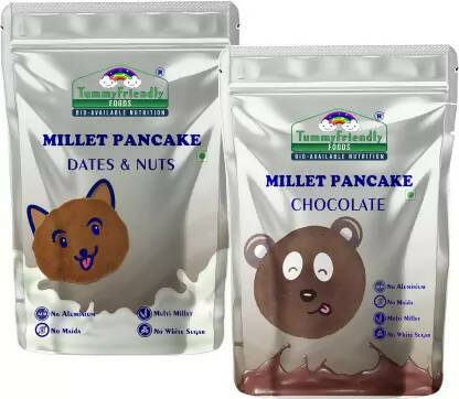 TummyFriendly Foods Millet Pancake Mix Combo - Chocolate, Dates, Nuts. HealthyBreakfast Cocoa Powder -  USA, Australia, Canada 