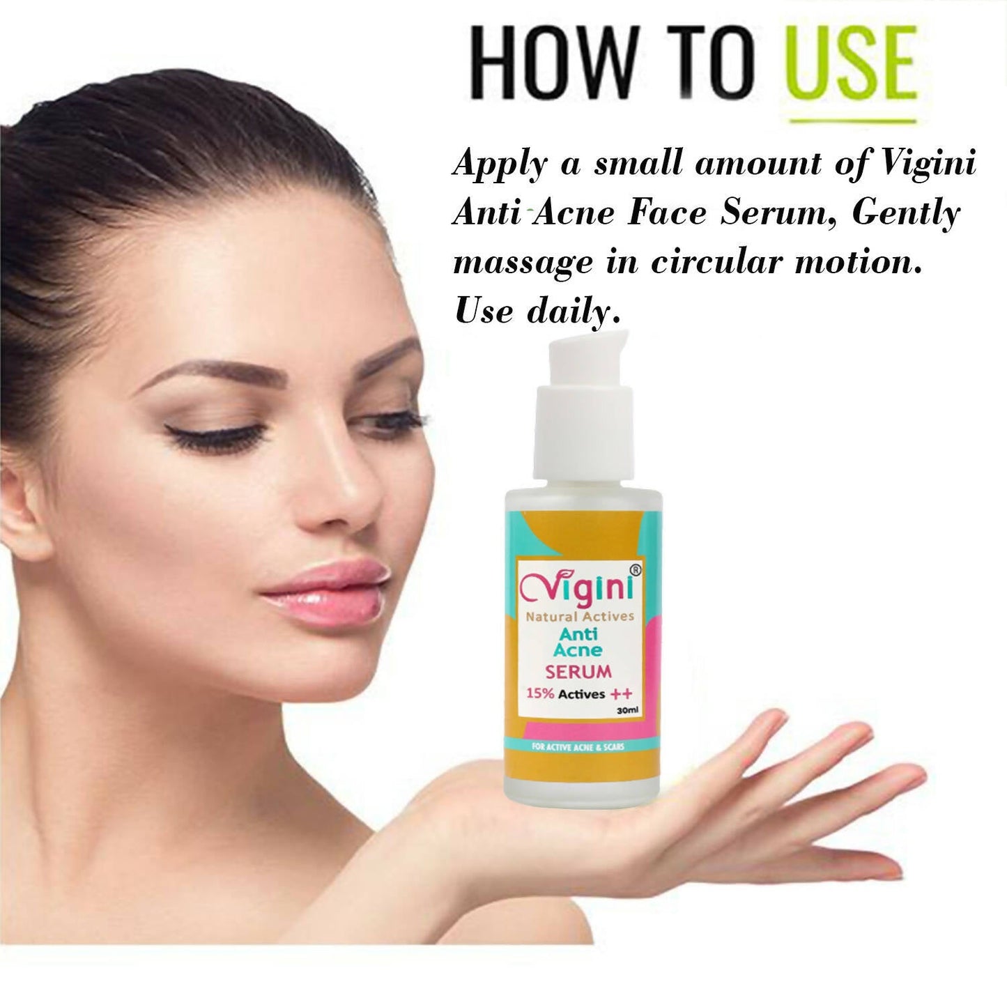 Vigini 15% Anti Acne Day Night Face Serum for Men Women Oily Skin
