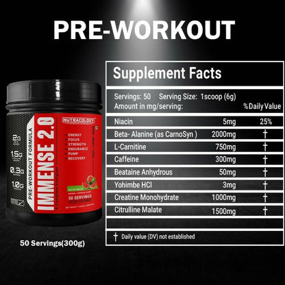 Nutracology Immense 2.0 Pre-Workout For Performance Strength & Energy Boost