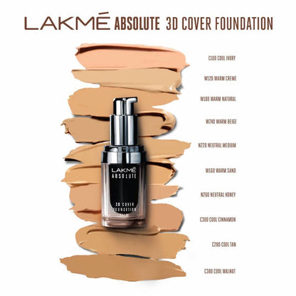 Lakme Absolute 3D Cover Foundation - Warm Beige