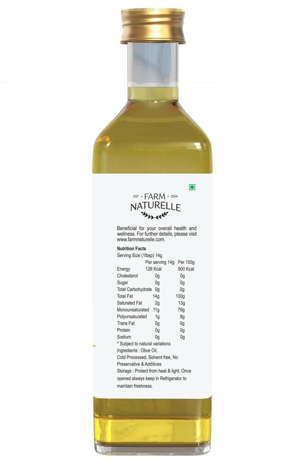 Farm Naturelle Extra Virgin Olive Oil 100% Pure, Natural Extra-Virgin Oil