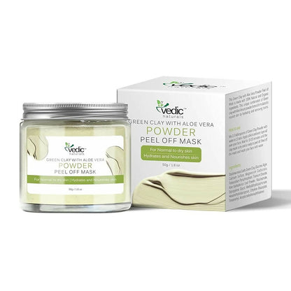 Vedic Naturals Green Clay With Aloe Vera Powder Peel Off Mask