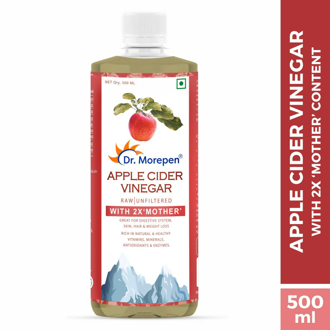 Dr. Morepen Apple Cider Vinegar With 2x Mother for Weight Management, Immunity, Skin & Hair