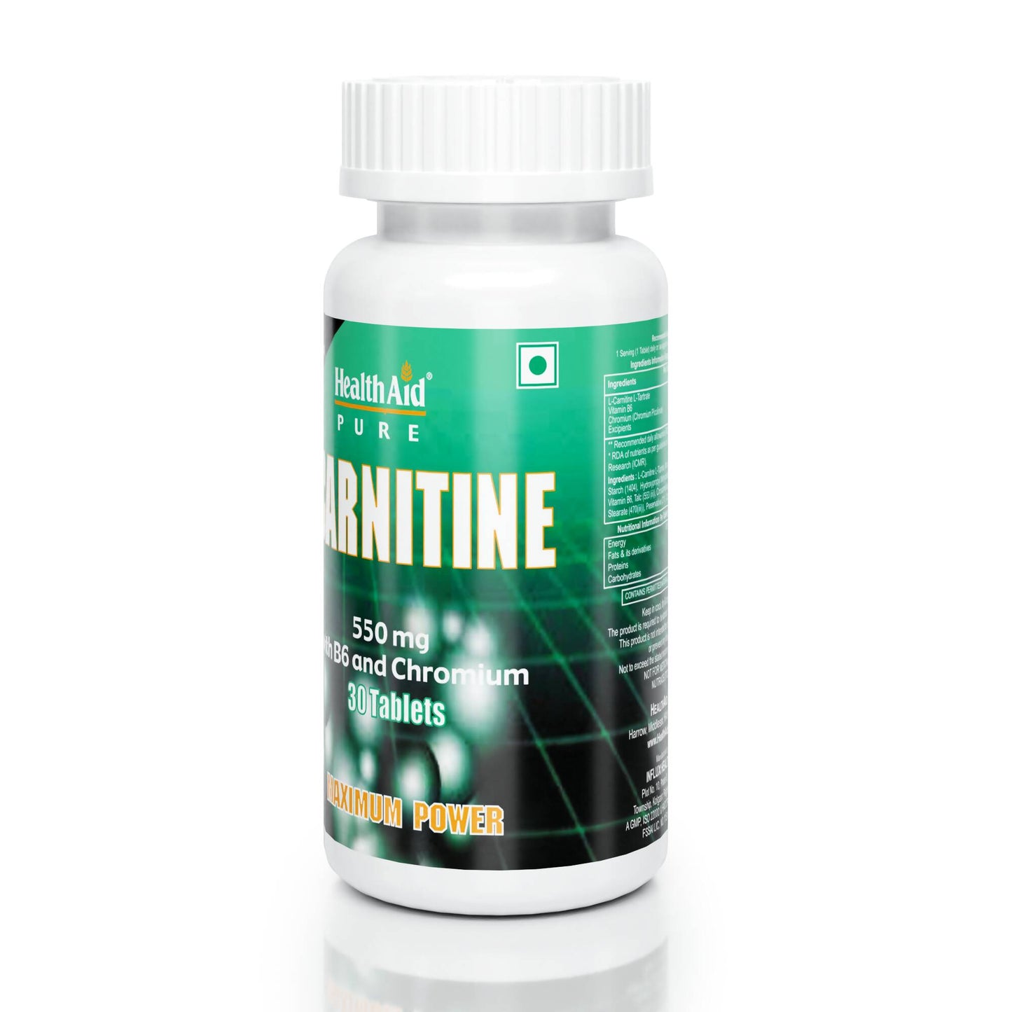 HealthAid L-Carnitine 550 mg with Vitamin B6 Chromium Tablets