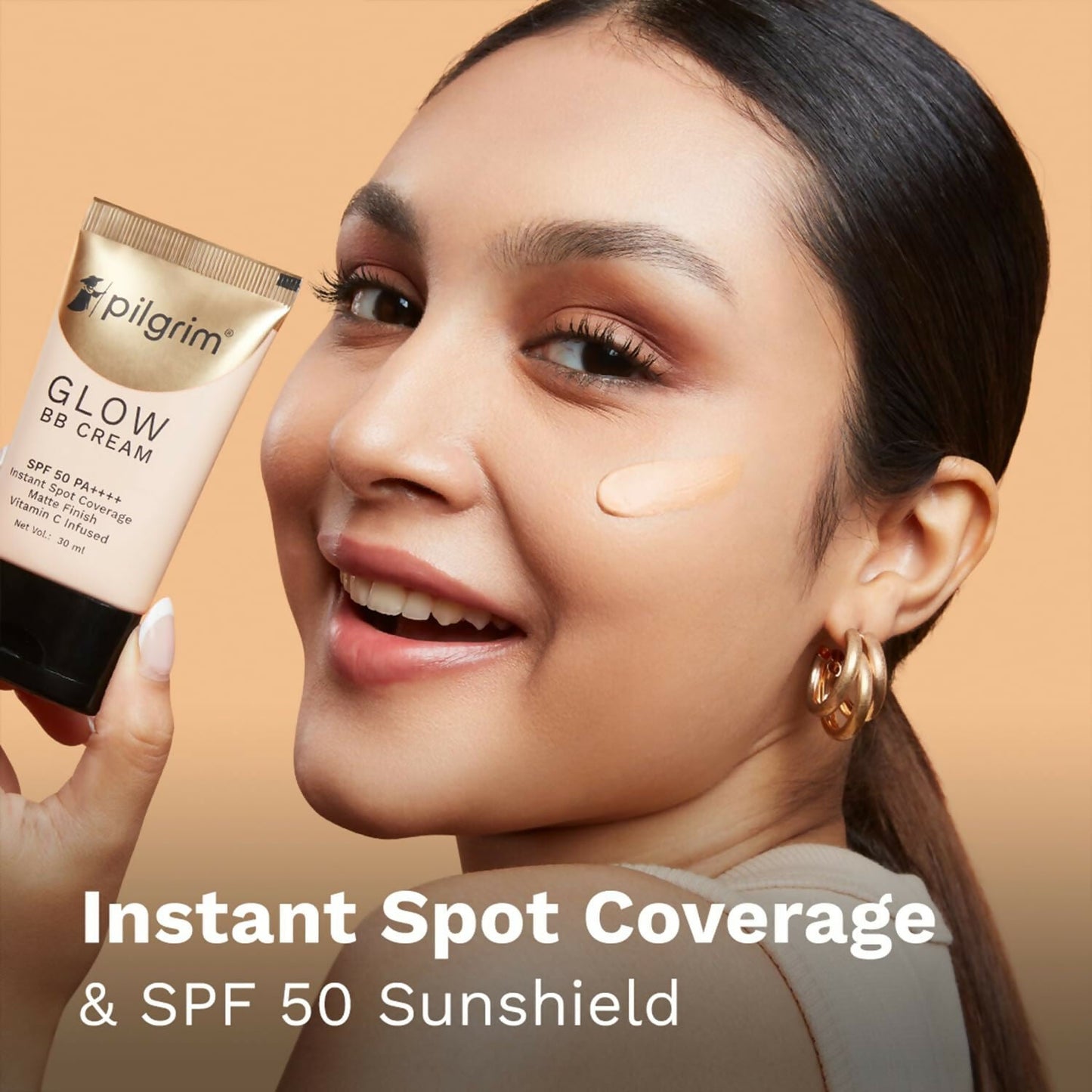 Pilgrim Glow BB Cream SPF 50 PA++++ Instant Spot Coverage Matte Finish Vitamin C Infused - Honey Glow