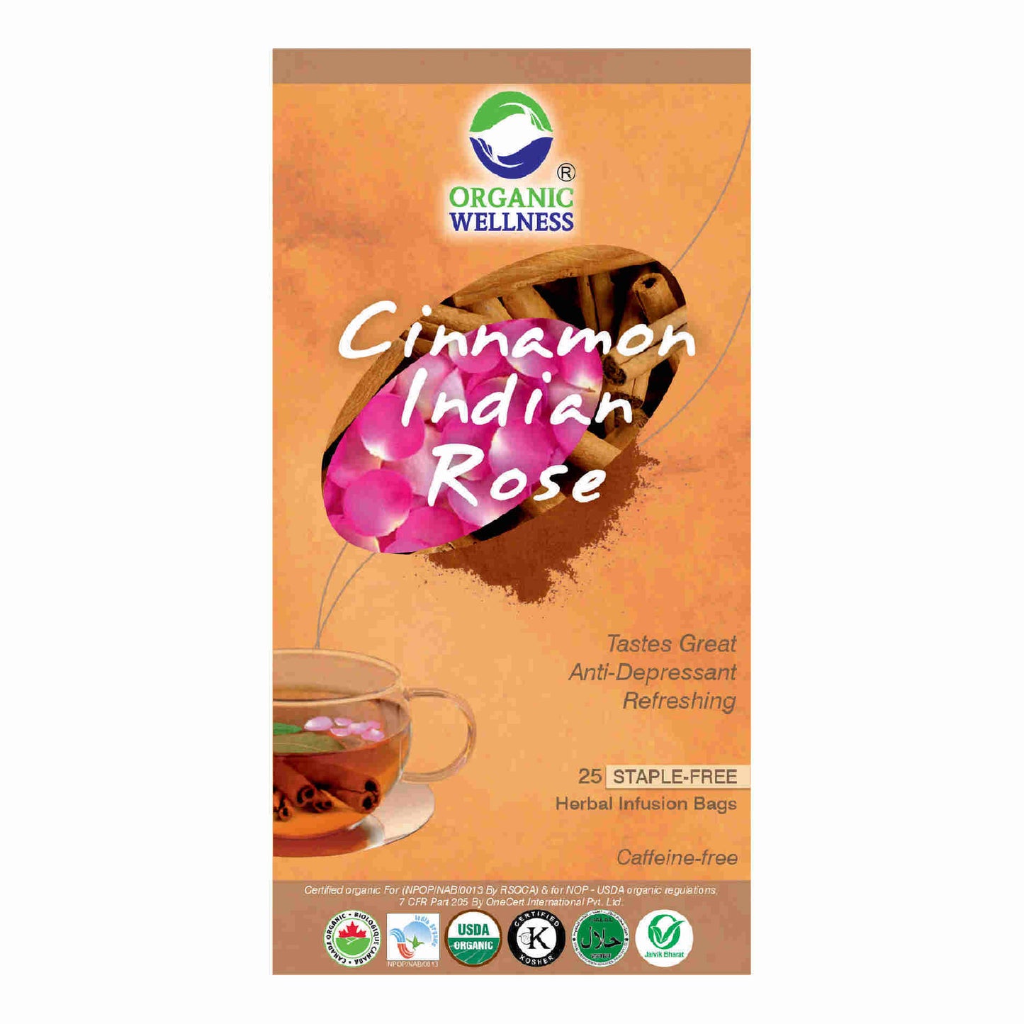 Organic Wellness Cinnamon Indian Rose Teabags