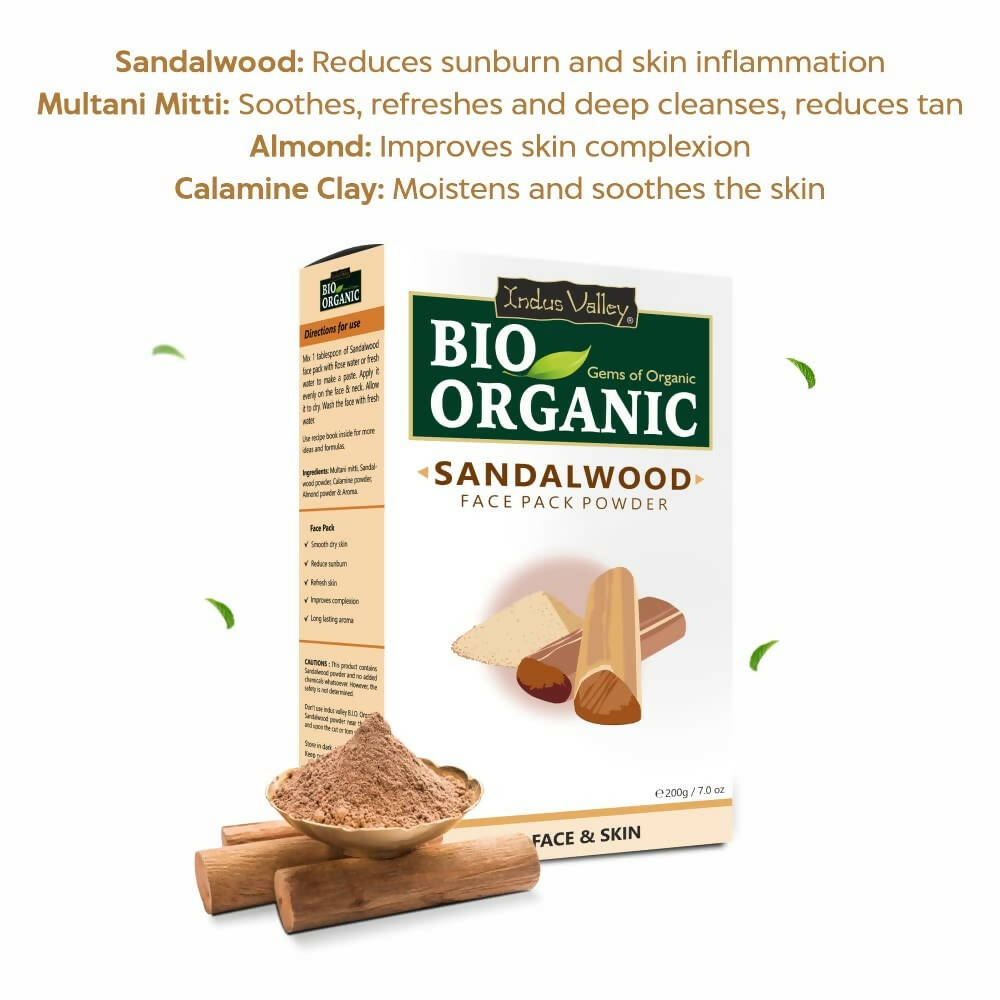 Indus Valley Bio Organic Sandalwood Face Pack Powder