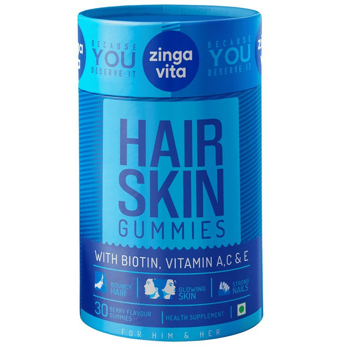 Zingavita Hair Skin Gummies with Biotin, Vitamin A C & E - BUDEN